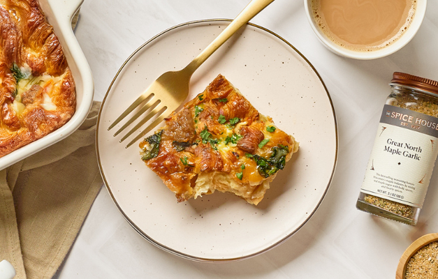 Maple Garlic Croissant Breakfast Casserole