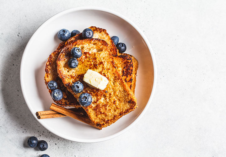 French toast with blueberries and butter
