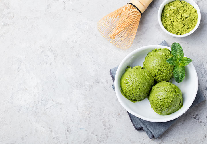 Matcha Green Tea Gelato with Rose Flower Chocolate