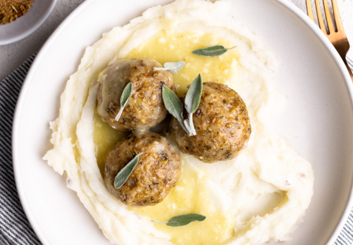 Chicken & Sage Meatballs in a White Wine Butter Sauce