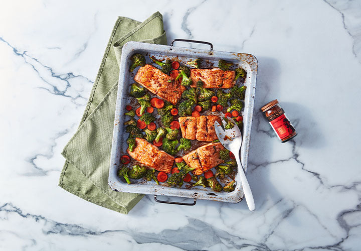 Seven Spice Salmon & Vegetable Sheet Pan Dinner