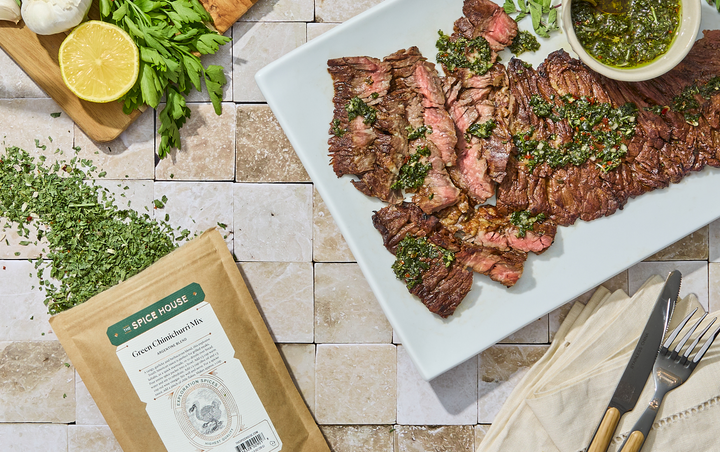 Grilled Strip Steak with Green Chimichurri