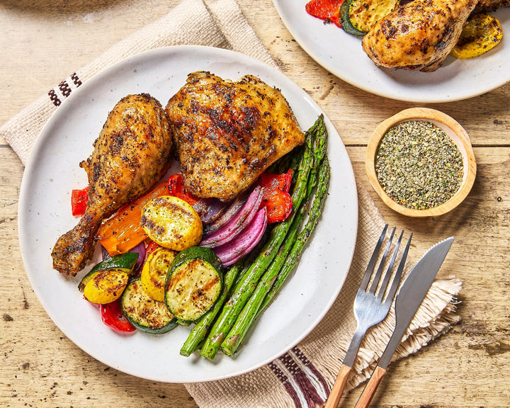 Grilled Garlic Pepper Chicken & Veggies