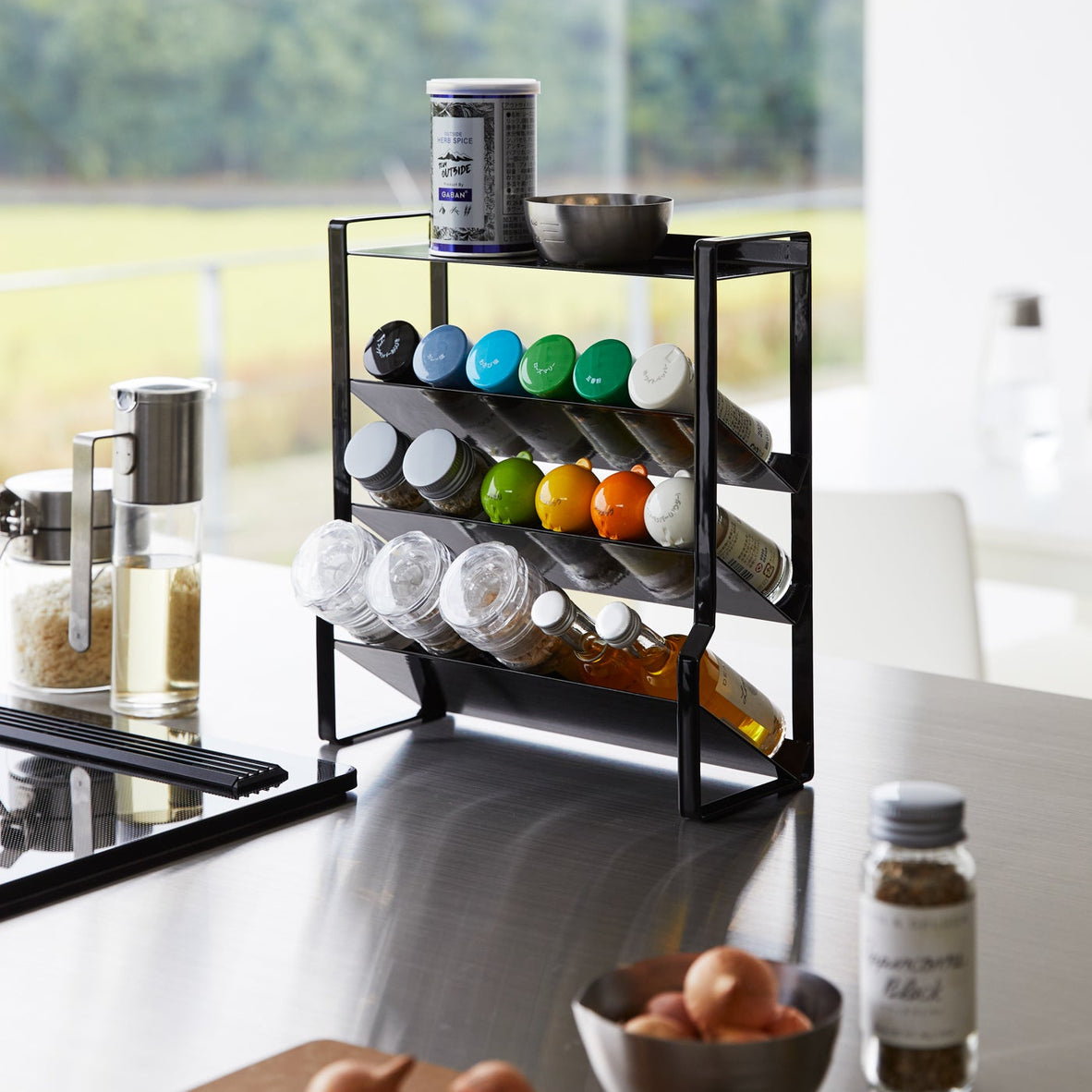 Four-Tier Slim Spice Rack - Steel