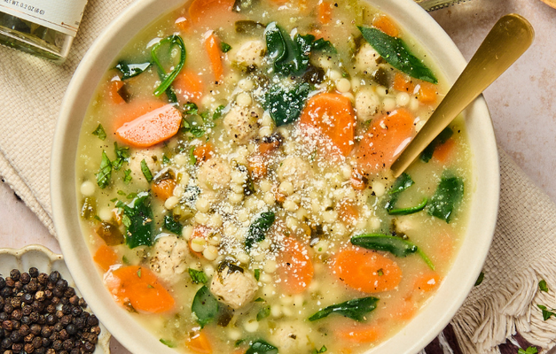 Italian Wedding Soup with Chicken Meatballs