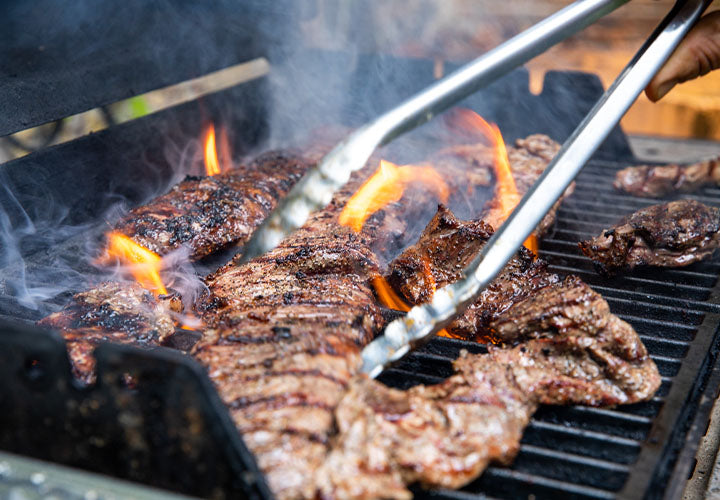 Grilling adobo skirt steak for tacos