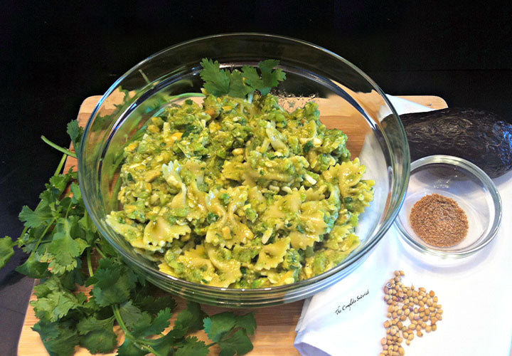 Avocado, Coriander, and Cilantro Pasta Salad