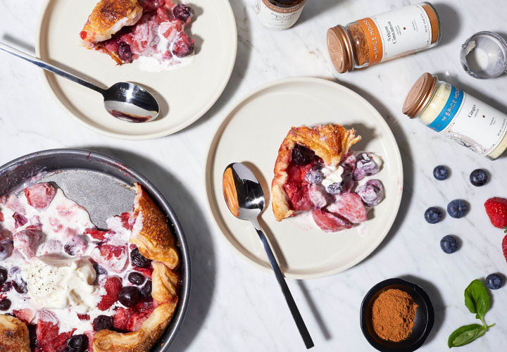 Puff Pastry Fruit Galette made in skillet served with ice cream