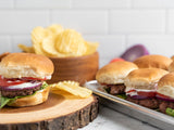Garlic Pepper Sliders with Roasted Garlic Mayo