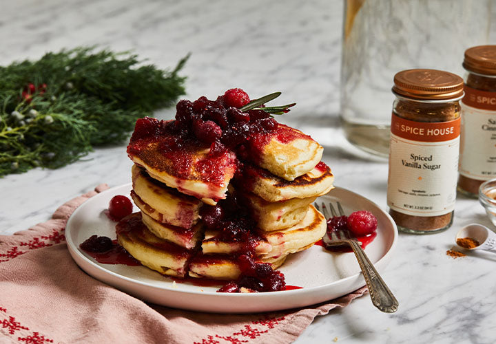 Holiday Pancakes with Orange-Maple Cranberry Syrup