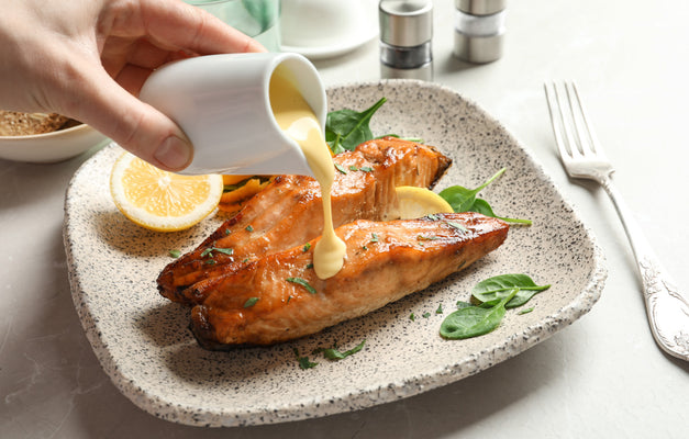 Lemon-Roasted Salmon with Mustard Cream