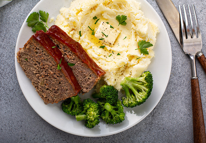 Savory Beef Meatloaf and Mashed Potatoes