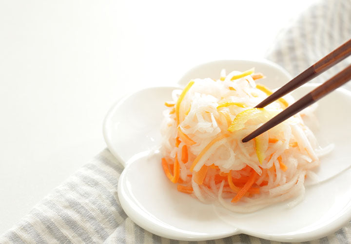 Japanese Pickled Vegetables with Chopsticks