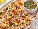 Green Chimichurri Shrimp Skewers