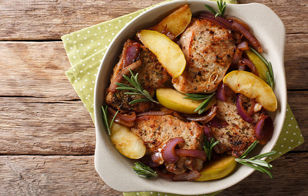 Smoky Pork Chops and Spiced Apples