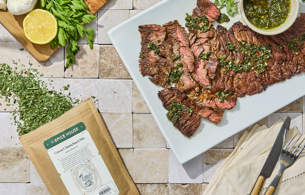 Grilled Strip Steak with Green Chimichurri