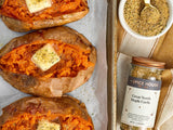 Maple Garlic Baked Sweet Potatoes