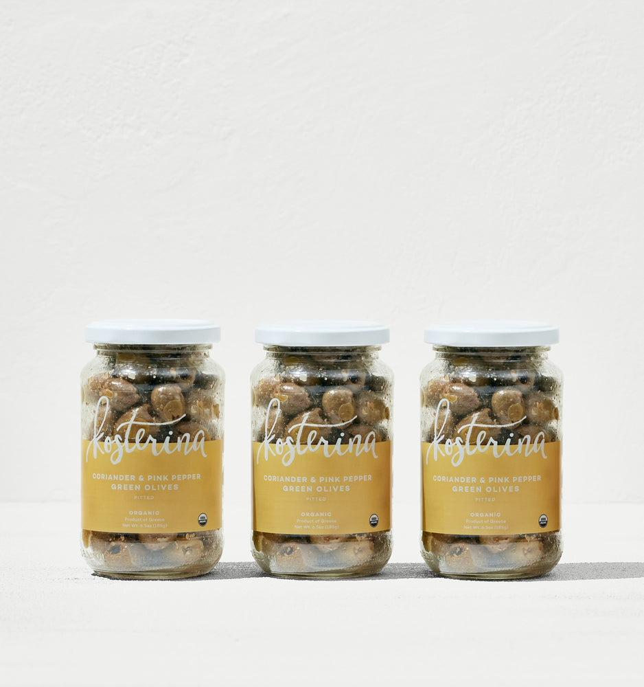 Kosterina Coriander and Pink Pepper Green Olives