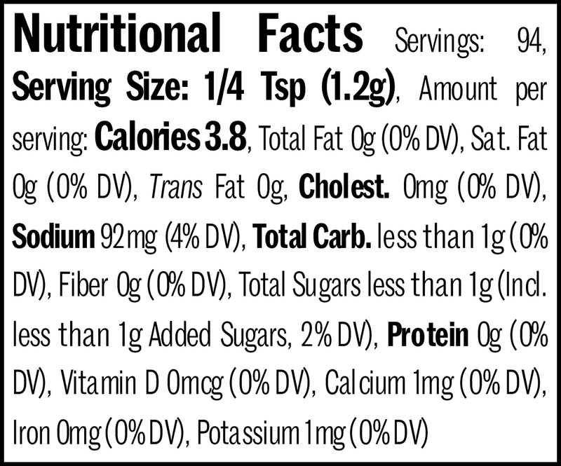 Maple Butter Popcorn Seasoning Flatpack, 3.9oz. Nutrition Label