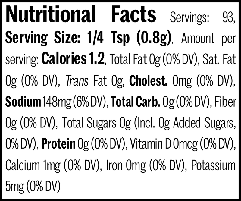 Green Chile Ranch Dressing and Dip Mix Flatpack, 2.6oz. Nutrition Label