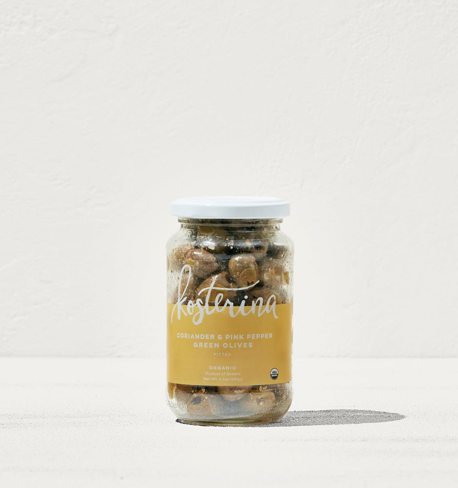 Kosterina Coriander and Pink Pepper Green Olives