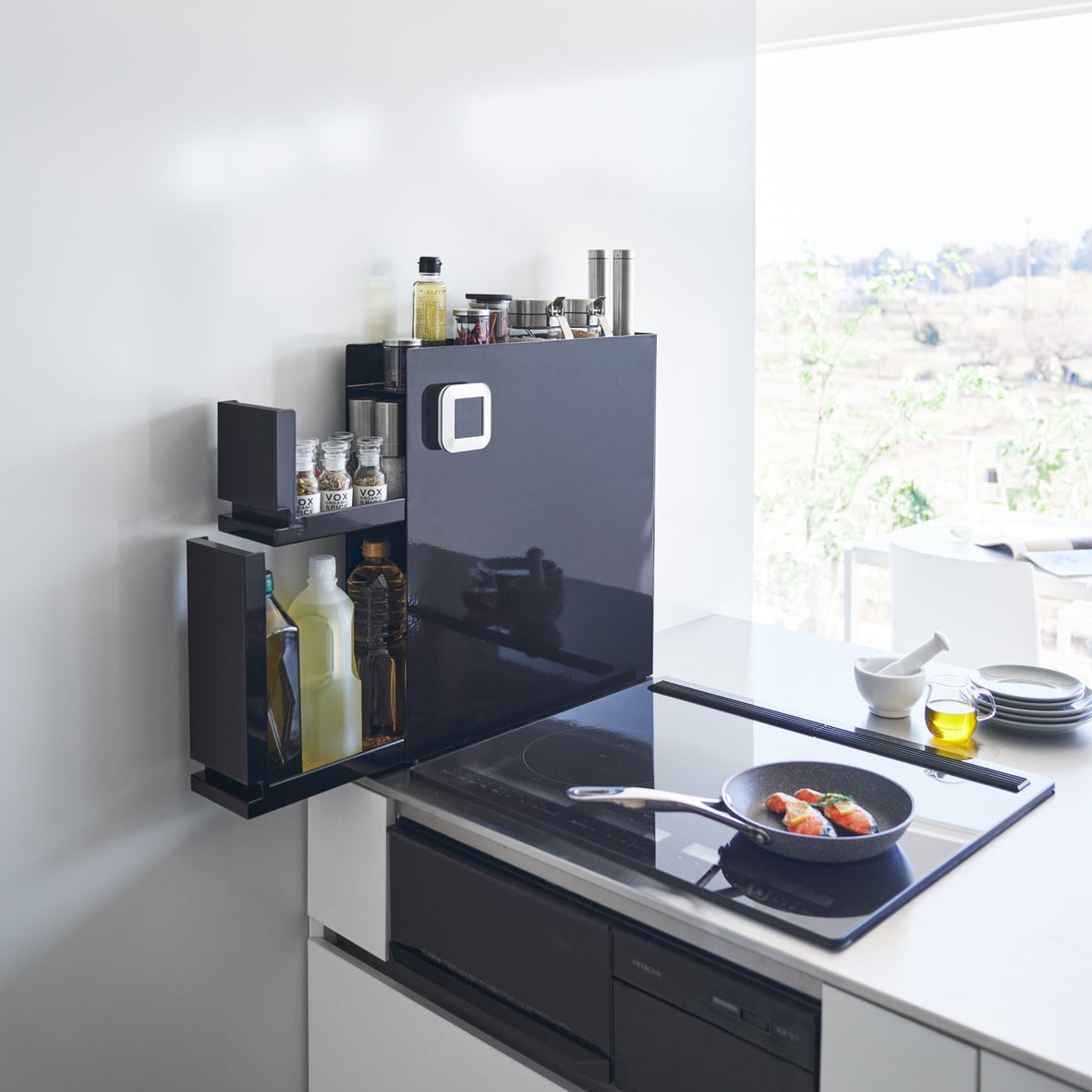Two-Tier Sliding Drawer Seasoning Rack - Steel