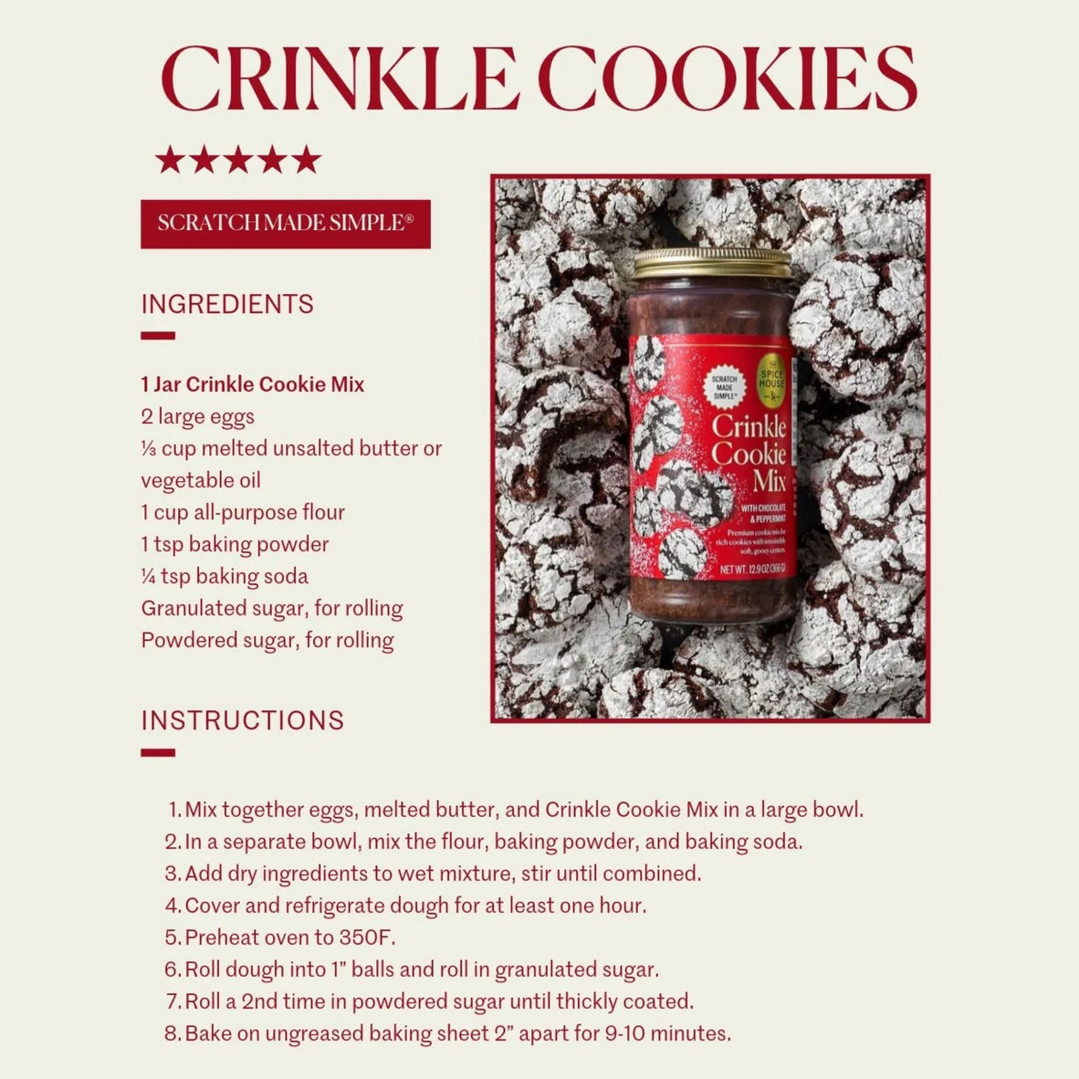 Crinkle Cookie Mix with Chocolate & Peppermint