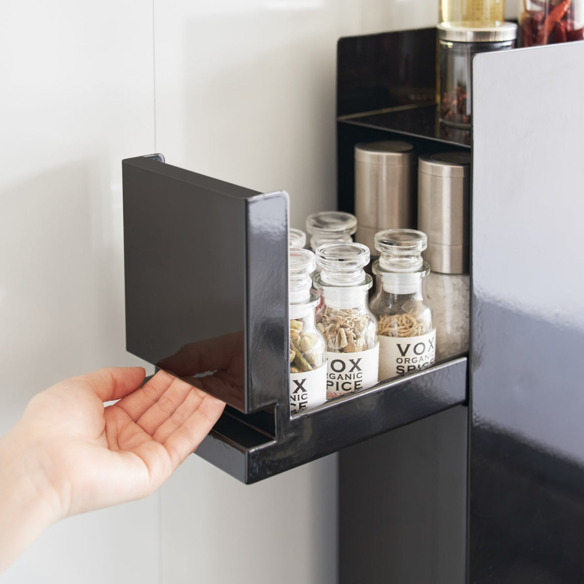 Two-Tier Sliding Drawer Seasoning Rack - Steel