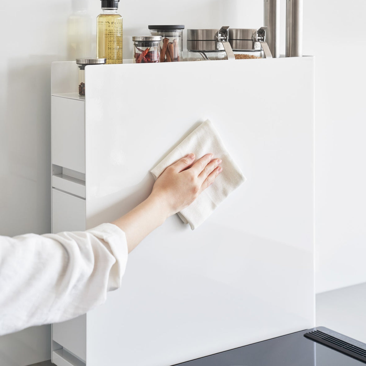 Two-Tier Sliding Drawer Seasoning Rack - Steel