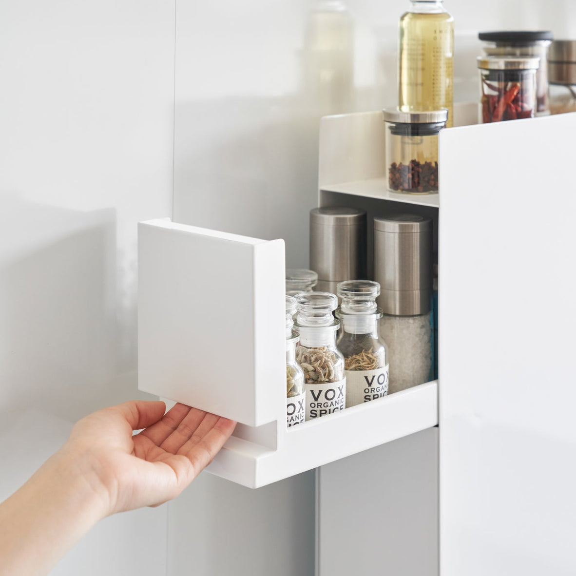 Two-Tier Sliding Drawer Seasoning Rack - Steel