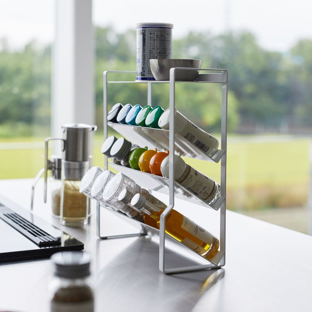 Four-Tier Slim Spice Rack - Steel