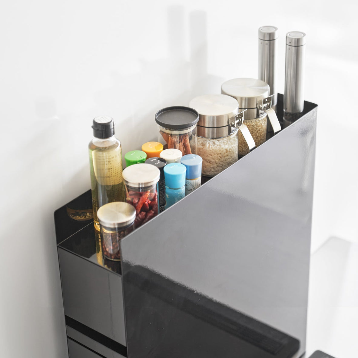 Two-Tier Sliding Drawer Seasoning Rack - Steel