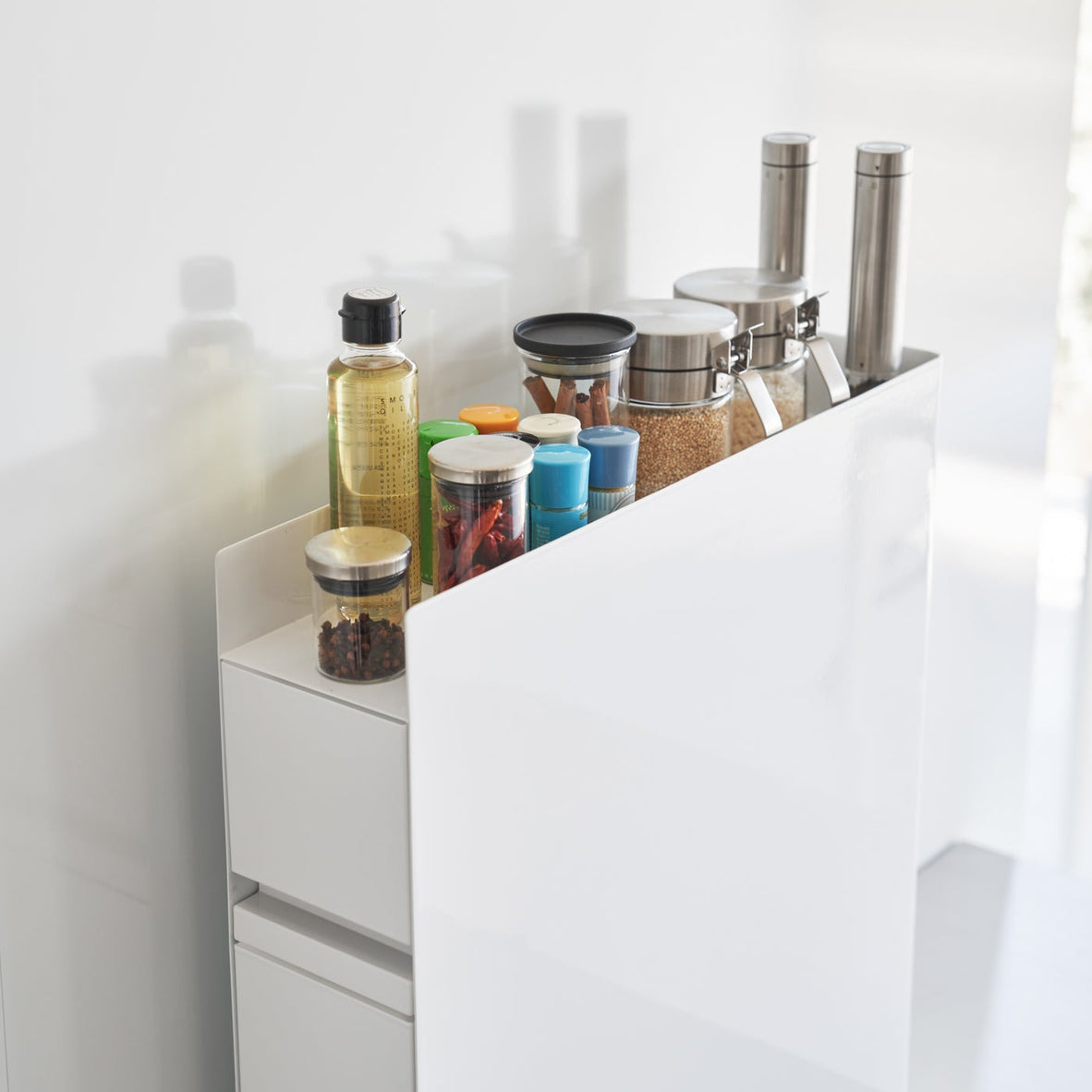 Two-Tier Sliding Drawer Seasoning Rack - Steel